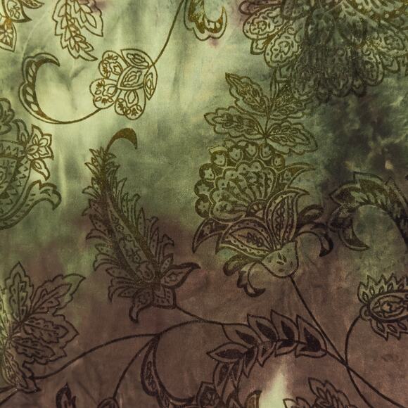 Y2K Sami Jo Womens Blouse Medium Green Brown Velvet Burnout Crystals Fairygrunge - Picture 6 of 10